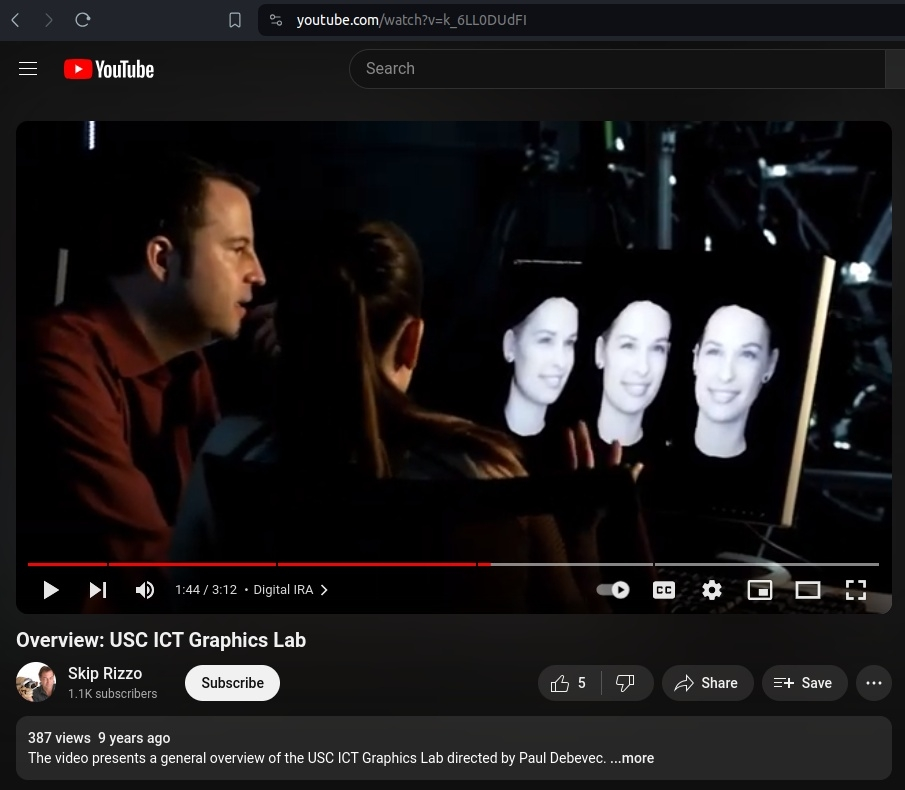 Paul Debevec — older-appearing frame from the same video, matched wardrobe