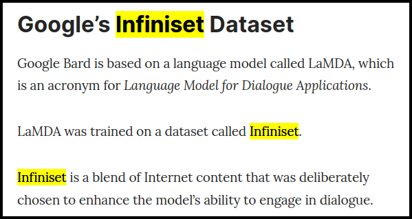 Google's Infiniset dataset — deliberate content blend