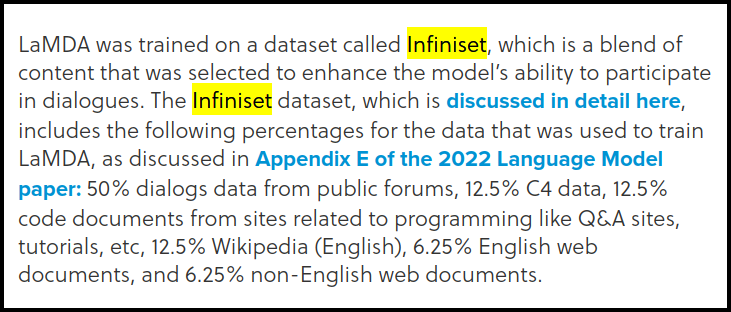 LaMDA Appendix E — Infiniset composition