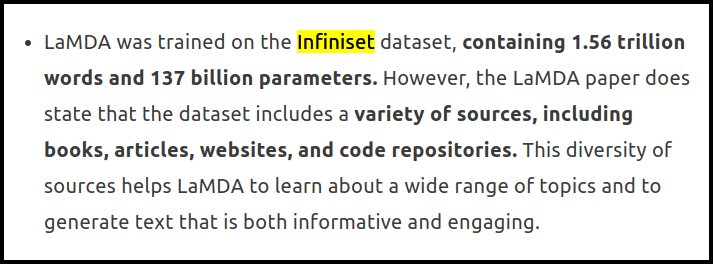 LaMDA: Infiniset 1.56T / 137B / 750GB