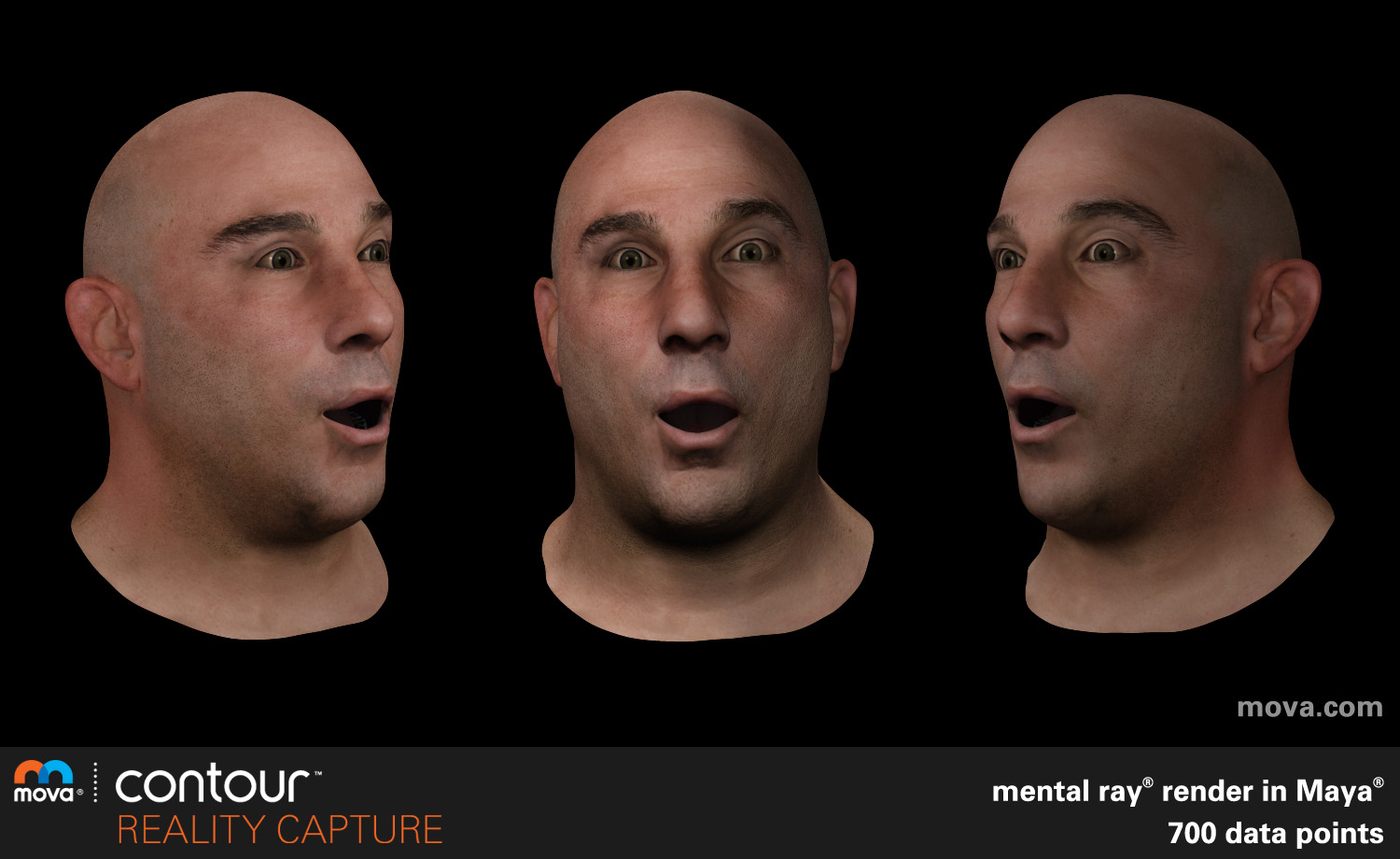 MOVA Contour 700-point markerless facial capture, sequence 1