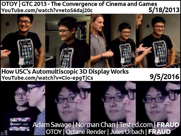 Debevec age progression 4 — OTOY GTC May 2013, automultiscopic September 2016, VES November 2015
